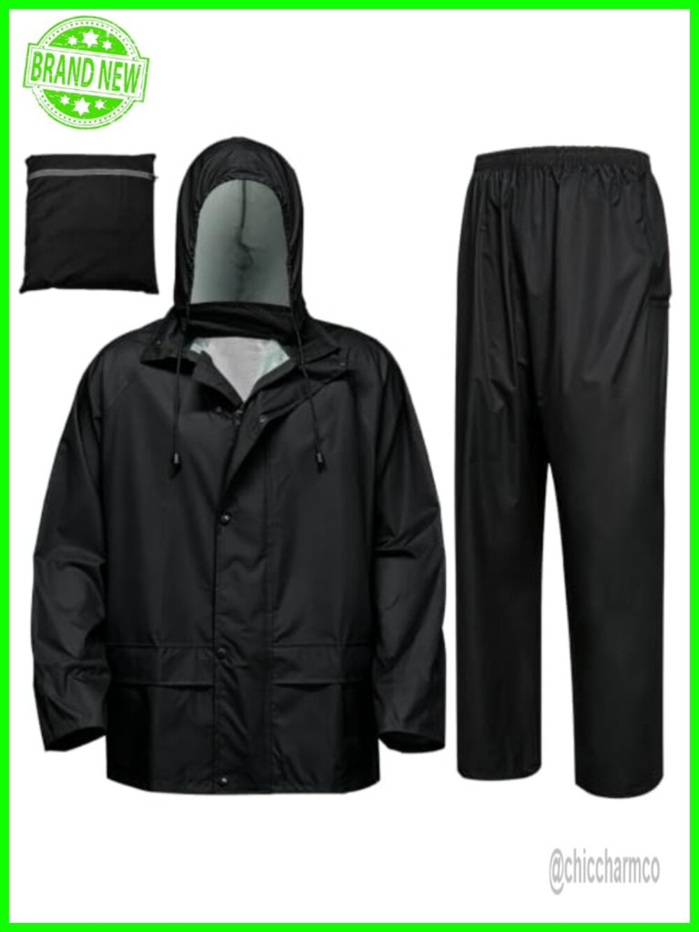 Unisex Lightweight Waterproof Rain Suit Jacket and Pants Set